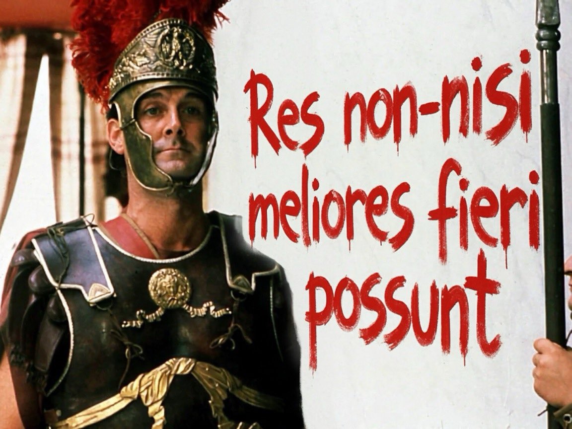 kunley_drukpa's tweet photo. >watching life of brian (1979)
>there is a ‘gag’ where john cleese’s centurion character tells brian “hypothetically what i would do if i wanted to subvert the roman empire is get a young centre left emperor elected who will surreptitiously massively liberalise immigration and citizenship laws under the guise of moderate social progressivism”
>then he turns to the camera and winking says “anthony blair, very talented young labour staffer”
>wtf what was even the joke here has cleese apologised for this yet?