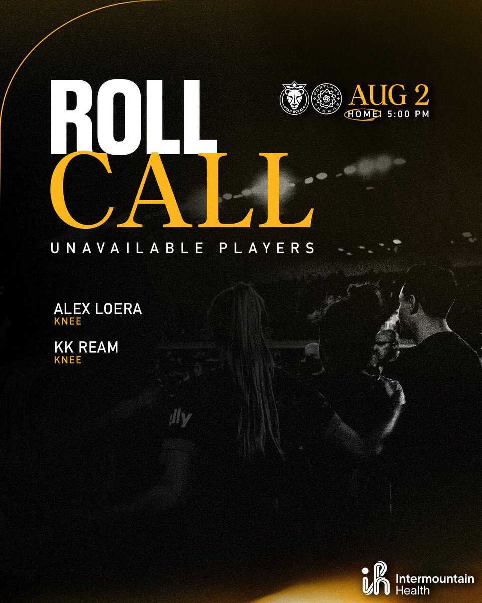 UtahRoyalsFC's tweet photo. Same two players unavailable today
#UTAvPOR | @Intermountain https://t.co/wScQG5tKzi