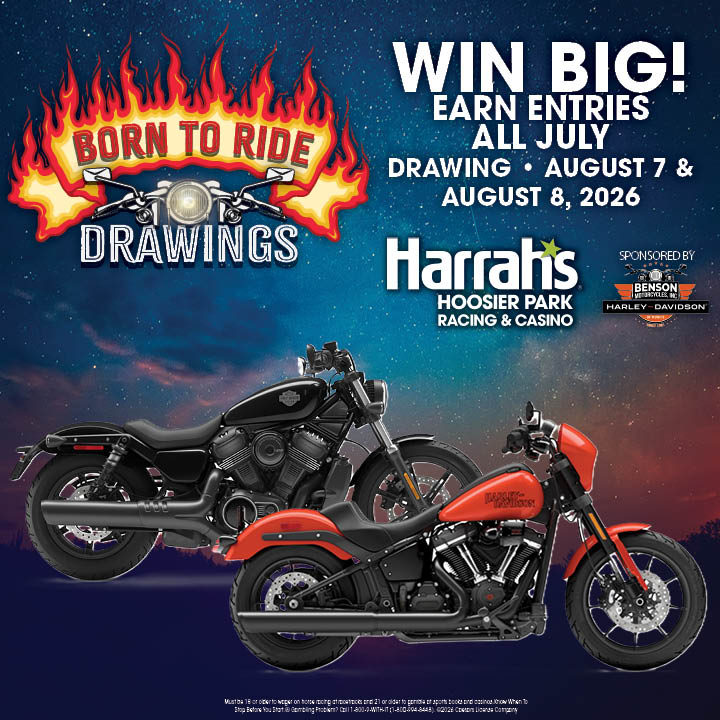 HoosierPark's tweet photo. We are five days away from the drawing! Keep earning entries for your chance to ride away on one of 2 Harley-Davidson Motorcycles!

#ComeOutandPlay
Please play responsibly. If you think you or someone you care about may have a gambling problem, call 1-800-9WITHIT (1-800-994-8448) https://t.co/rT6twPKAgN
