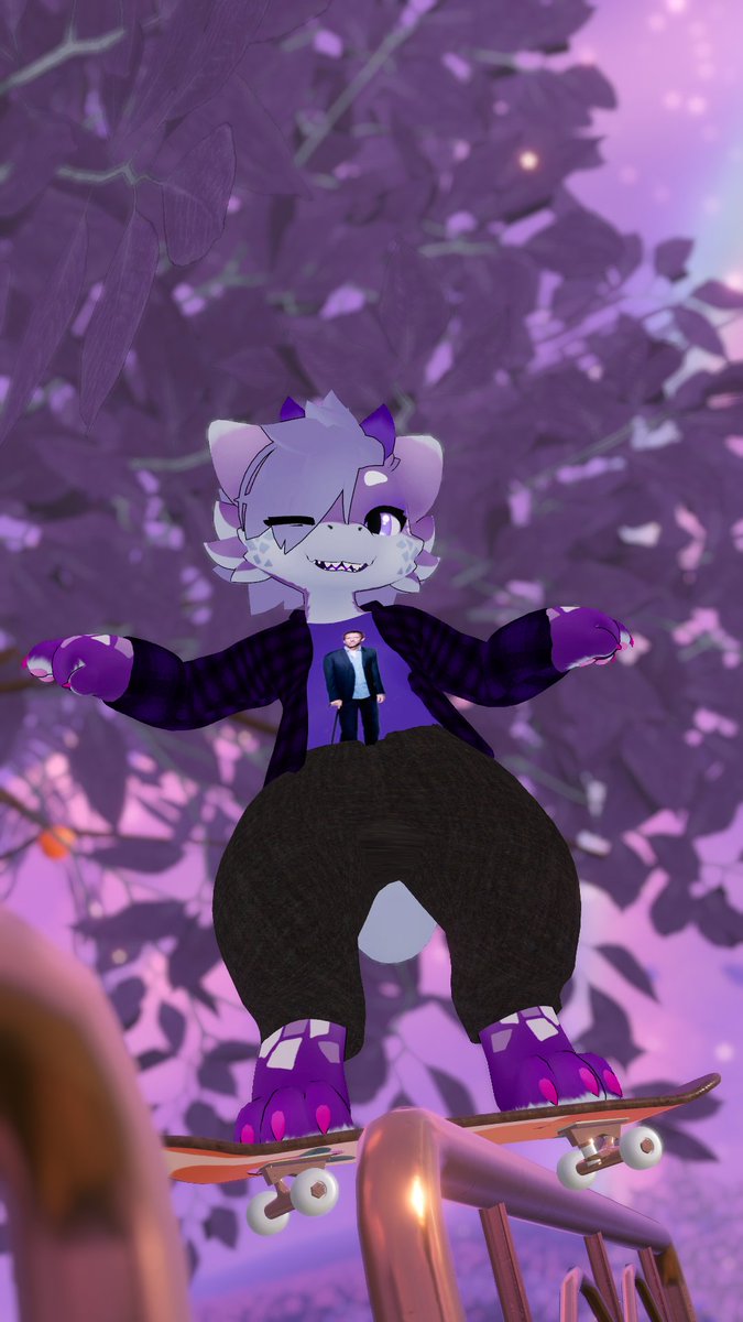 Dove_Girl_VRC's tweet photo. Everything is just prettier in purple! Living my best skater life in this amazing world. Stay cute!
#VRChat #VRChatAvatar #Furry #Kobold #scalie https://t.co/wAFh97qJGv