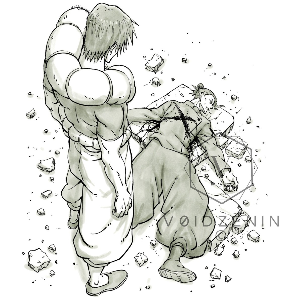 v0idzenin's tweet photo. "You were all beaten by a monkey like me" 🥶

#toji #jjk #fanart https://t.co/mWmeSoeZC3