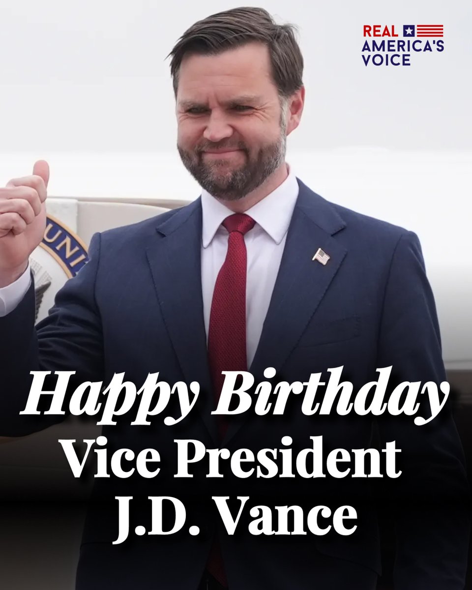 RealAmVoice's tweet photo. 🥳 Happy Birthday to the 50th Vice President of the United States, @JDVance.

@VP https://t.co/VXIfkvwJQ3