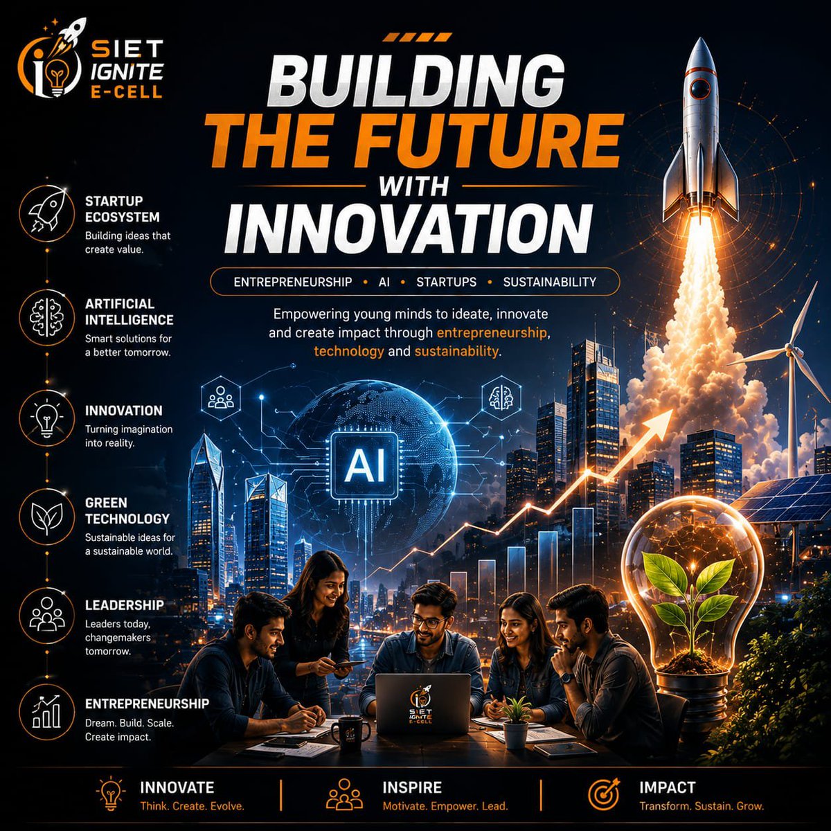SIETIgnitezf's tweet photo. #SIETIgnite #SIETECell #ECellIITBombay #Innovation 
🚀 Building the Future with Innovation!
Innovation starts with an idea &amp; every great idea has the power to create change. At SIET Ignite E-Cell, we encourage students to think creatively&amp;turn their ideas into impactful startups. https://t.co/cDfUPG0Bau