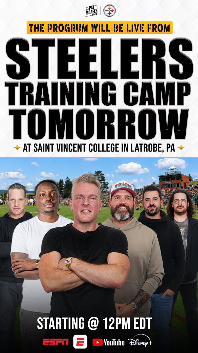 evanfoxy's tweet photo. The @PatMcAfeeShow LIVE from @steelers camp tomorrow

#HereWeGo https://t.co/ZaCctiz6B2