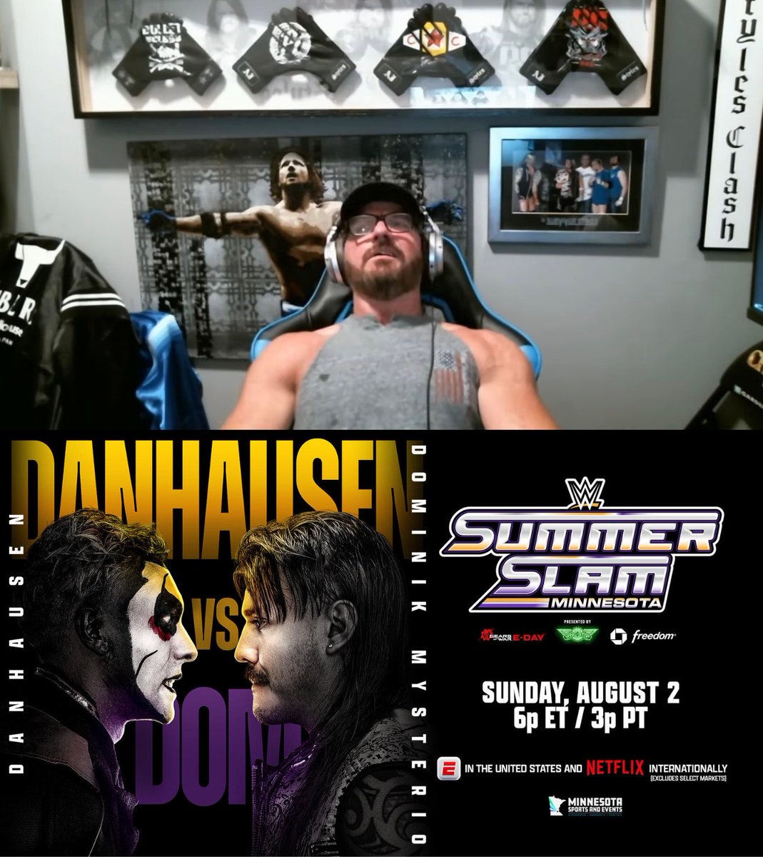 WrestlePurists's tweet photo. AJ Styles found out on his podcast that Danhausen vs. Dominik Mysterio at SummerSlam is a Human Monies on a Pole Match

“What?

Well, I think these guys are more than capable of having a regular match for the money. I think they can be super entertaining. I’m not exactly sure how the money on a pole match is gonna come out. It’s a difficult match to freaking try to tell.

How many times have we done this? But I think there’s a reason why we don’t do it a lot. So, let’s see what happens. This has a chance, though, to be very entertaining.”

(@theajstylesshow)