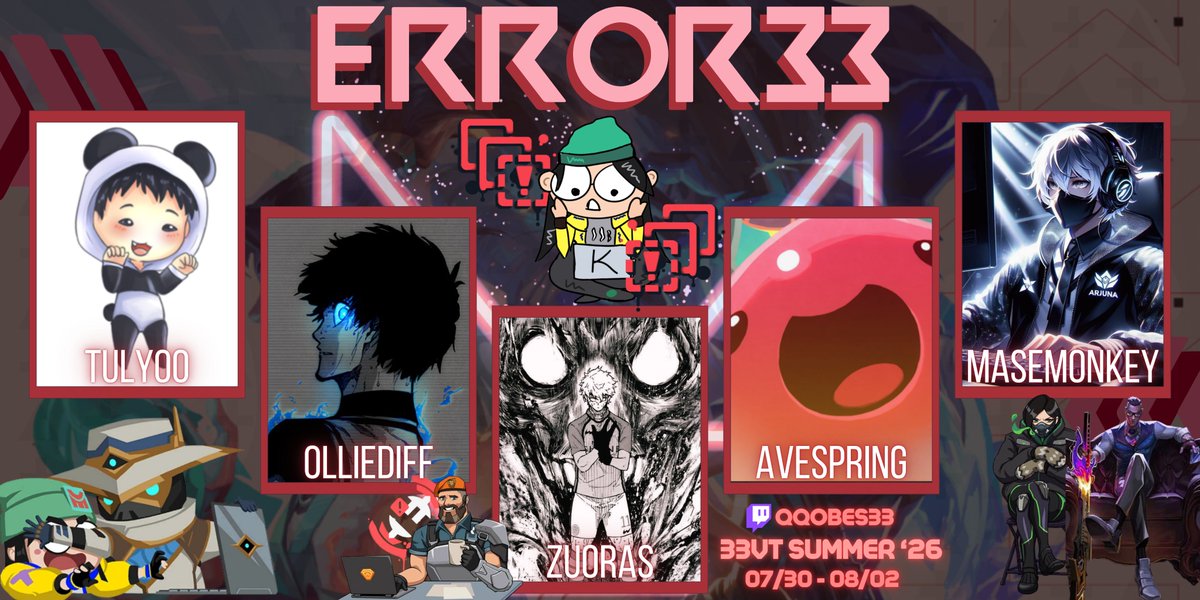QQobes33's tweet photo. SUMMER 33VT 26' DAY 4 MAIN STAGE 
Error33 vs 33 Problems LIVE NOW! 
Graphics Cred: @NataKatsukii
📹: https://t.co/e0n20iABPy 
#VALORANT #Tournament #eSports #QQobes33 https://t.co/s82Y6lmOrb