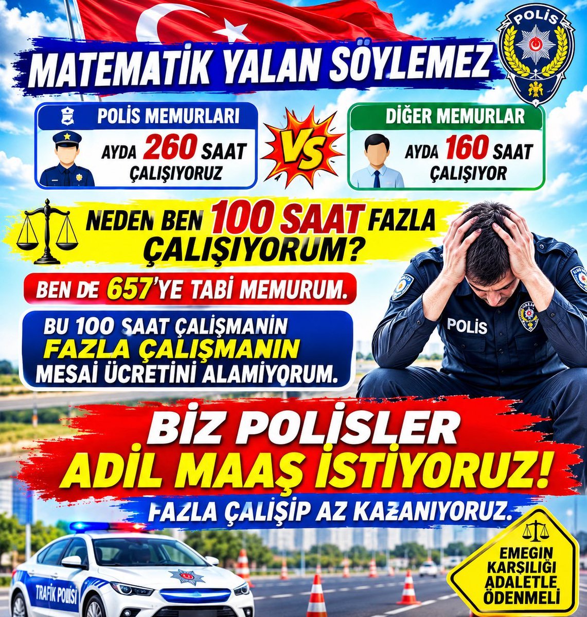 Birpls1's tweet photo. Pandemi döneminden bu yana maaş ve sosyal haklarda diğer meslek gruplarıyla açılan makasın tek sebebi SENDİKASIZ olmasıdır 

Her meslek grubu kendileri için toplu sözleşmelerde kazanım elde ederken polisler bir kenarda durmaktadır

Polisler Sendika hakkı istiyor!

#PoliseAdilMaaş https://t.co/ychv7HtmGL