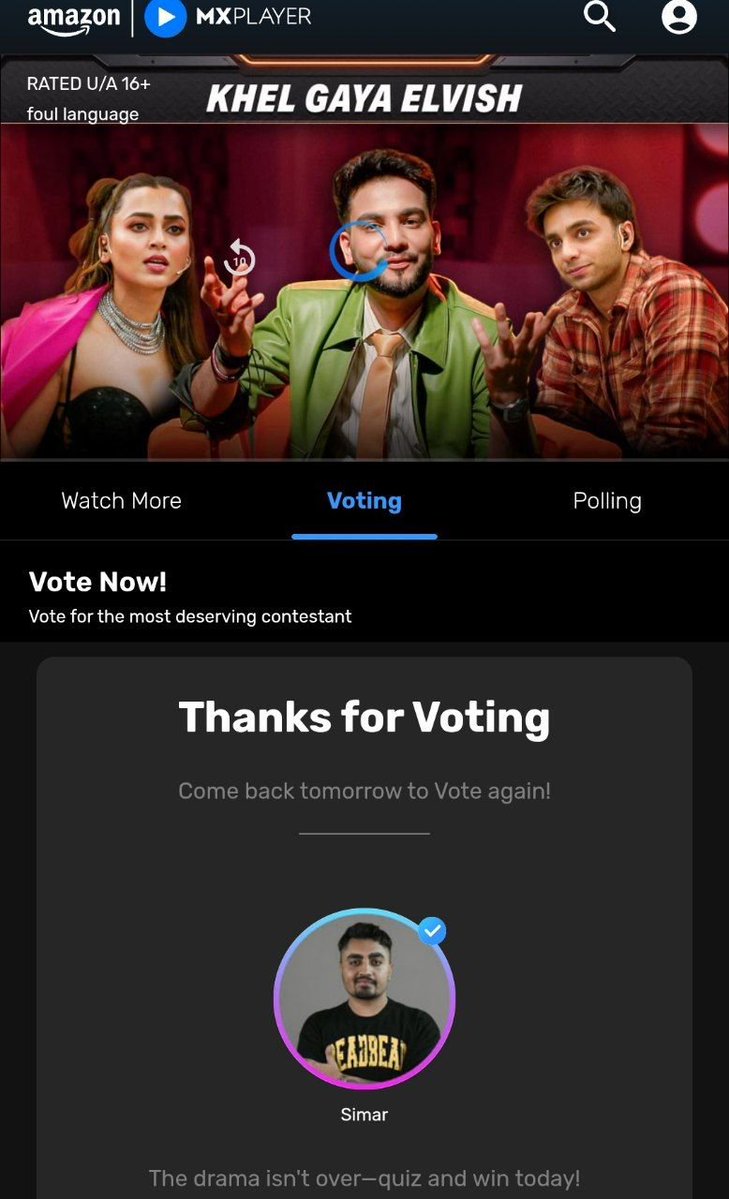 VarshaSingh250's tweet photo. 🔥 DUSRE FANDOM SE LADNA BAND KARO, VOTING PE DHYAN DO! 🔥
Guys, fanwars me time waste karne ki jagah MX Player par jaake apne saare accounts se abhi vote karo! Target bada hai, toh har ek vote matter karta hai!
Voting karo 

#PlaygroundSeason5 #ElvishYadav #ElvishArmy https://t.co/2CwMJUTvR9