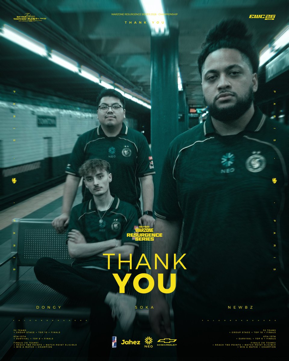 FalconsEsport's tweet photo. Our EWC Warzone run comes to an end. This chapter closes, but the hunt never
does. Thank you, Paris 🇫🇷

ينتهي مشوارنا في بطولة @EWC_AR للعبة
وارزون، شكرًا لأبطالنا على موسمهم الجميل 💚🦅

— شكرًا لكم على دعمكم! والقادم أفضل 🫡

#EWC26 - #FalconsAreHere https://t.co/XaqzjxbpKk