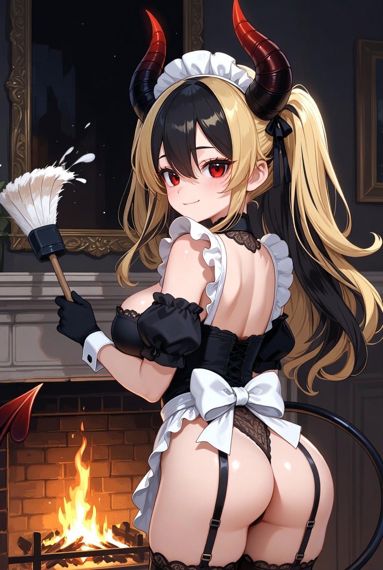 VelvetVervxs's tweet photo. Just finishing up my “chores” by the fire… 🔥
Dusting is so much more fun when someone special is watching~
Need anything cleaned, Master?
Or maybe… you need me to get a little messy? 😈💋
#DemonMaid #AtYourService #HotAndBothered https://t.co/ytJW3Od8Fs