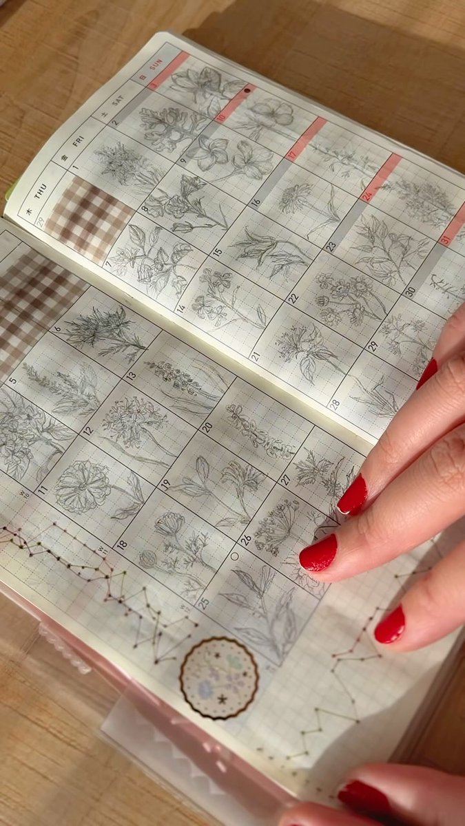 klog521's tweet photo. last december i started drawing a flower or plant a day in the monthly section of my hobonichi ( ᐕ)੭💐 https://t.co/BhKAu1Xai9