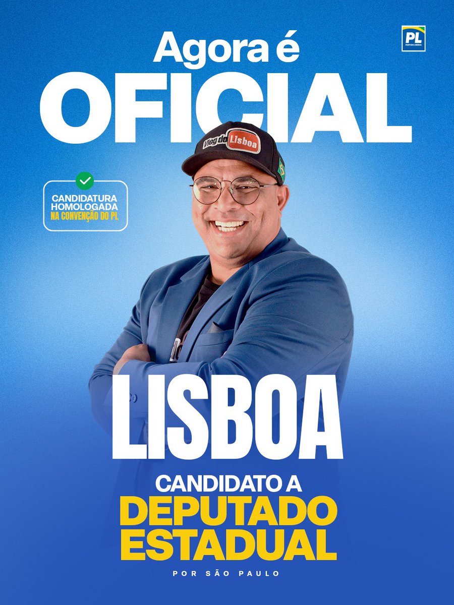 VlogdoLisboa's tweet photo. AGORA É OFICIAL!

🇧🇷 Sou candidato a Deputado Estadual pelo Partido Liberal (PL).

Recebo essa missão com muita gratidão, responsabilidade e a certeza de que grandes transformações acontecem quando temos coragem, princípios e compromisso com as pessoas.

Esta candidatura representa a voz de todos que acreditam em um Brasil mais forte, na defesa da família, da liberdade, dos nossos valores e de uma política séria, transparente e comprometida com resultados.

A caminhada está apenas começando, e quero percorrê-la ao lado de cada um de vocês. 

Conto com suas orações, apoio e confiança para construirmos, juntos, um futuro melhor.

Vamos em frente! Deus no comando! 💙🇧🇷

#AgoraÉOficial #DeputadaFederal #PL #PartidoLiberal #Brasil #Família #Liberdade #Eleições2026