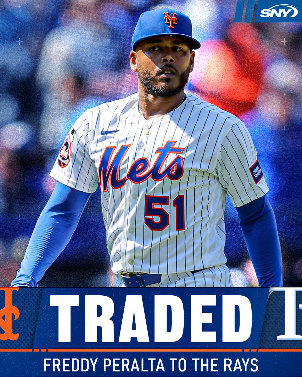 SNY_Mets's tweet photo. TRADE: The Mets are dealing Freddy Peralta to the Tampa Bay Rays, per @WillSammon https://t.co/ab80jHNpt7