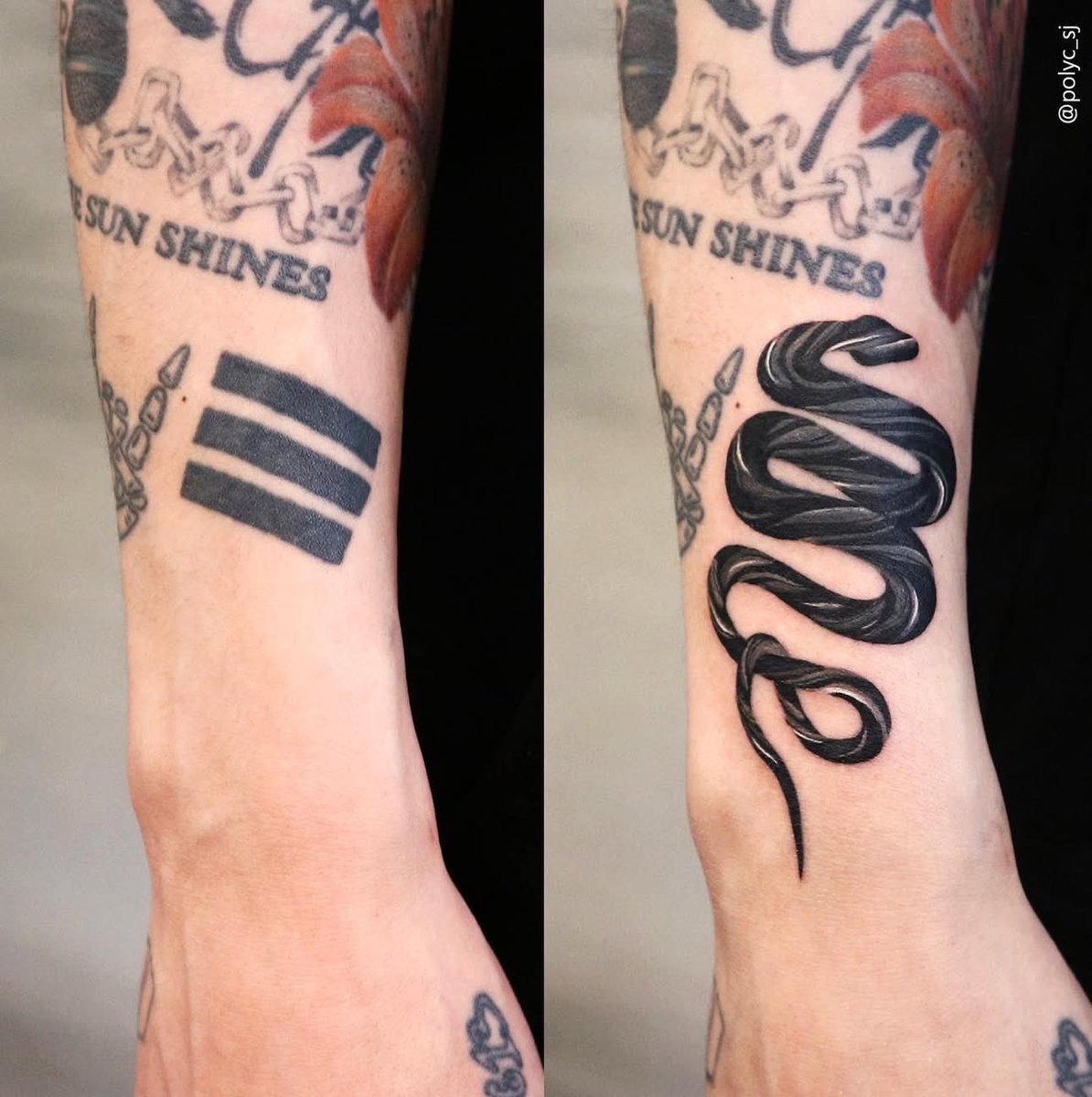 JikooksJoker's tweet photo. A thread of Jungkook's tattoo cover-ups for the unaware https://t.co/35CDfU0qrF