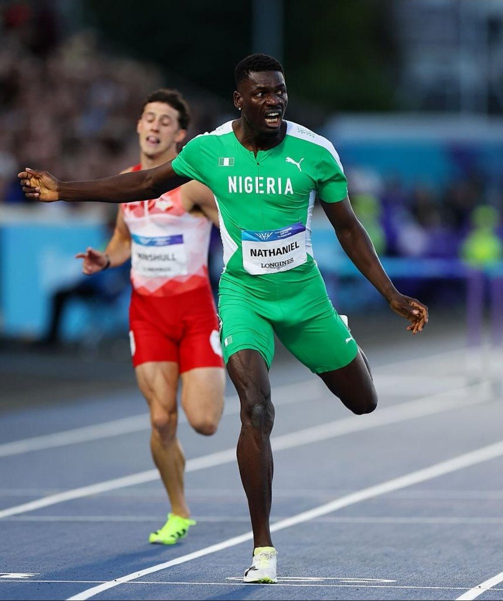 Naija_PR's tweet photo. Samuel Ogazi made history as the first Nigerian to win Commonwealth gold in the men’s 400m, while Ezekiel Nathaniel became the first Nigerian man to win the 400m hurdles title. https://t.co/VqamD8XAJp