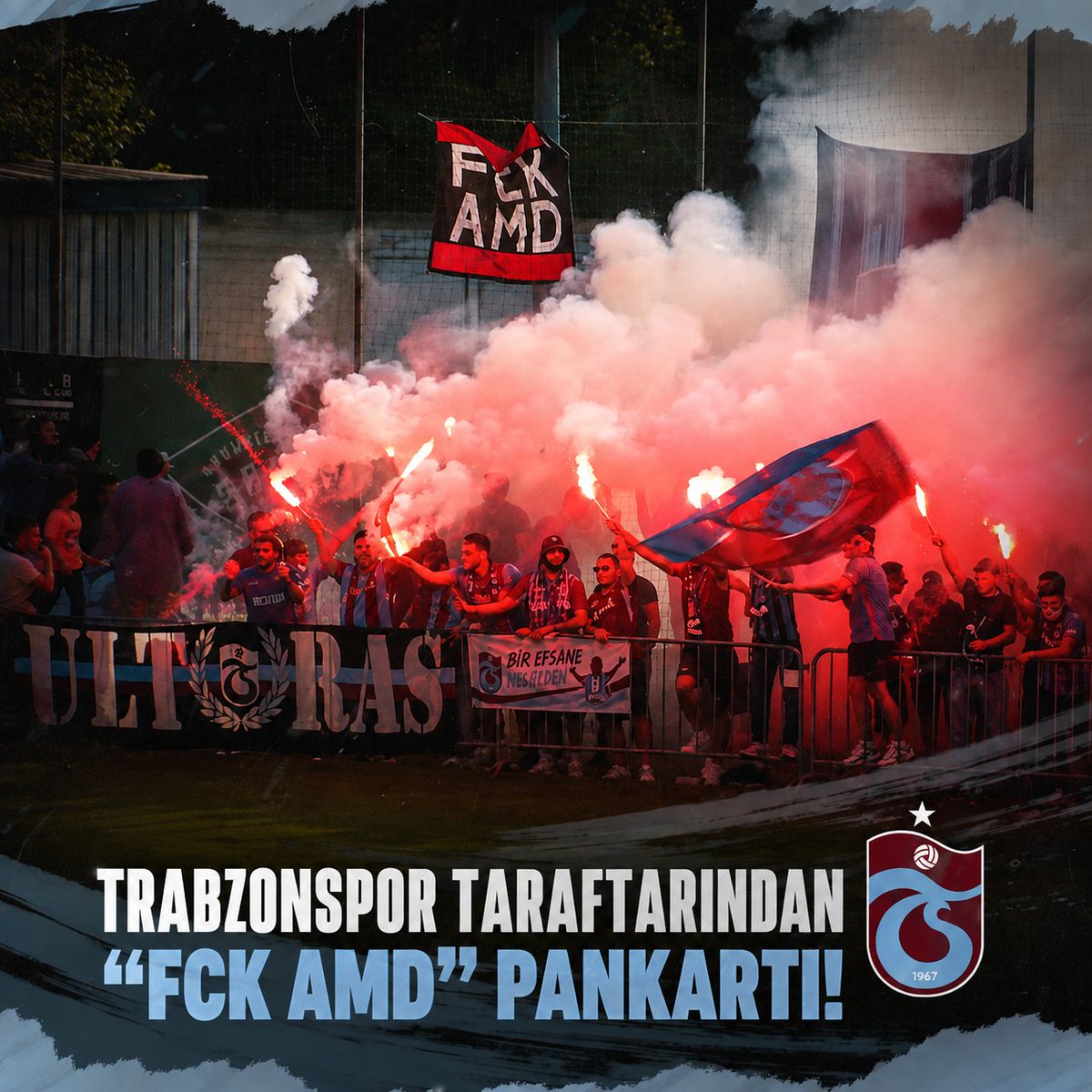 cifturnike's tweet photo. 💥 Trabzonspor'un Avusturya kampında İtalya Serie A ekiplerinden Udinese ile oynadığı hazırlık maçında bordo-mavili taraftarlar tribünde açtıkları "FCK AMD" pankartıyla gündem oldu. https://t.co/u7IrJDct1v