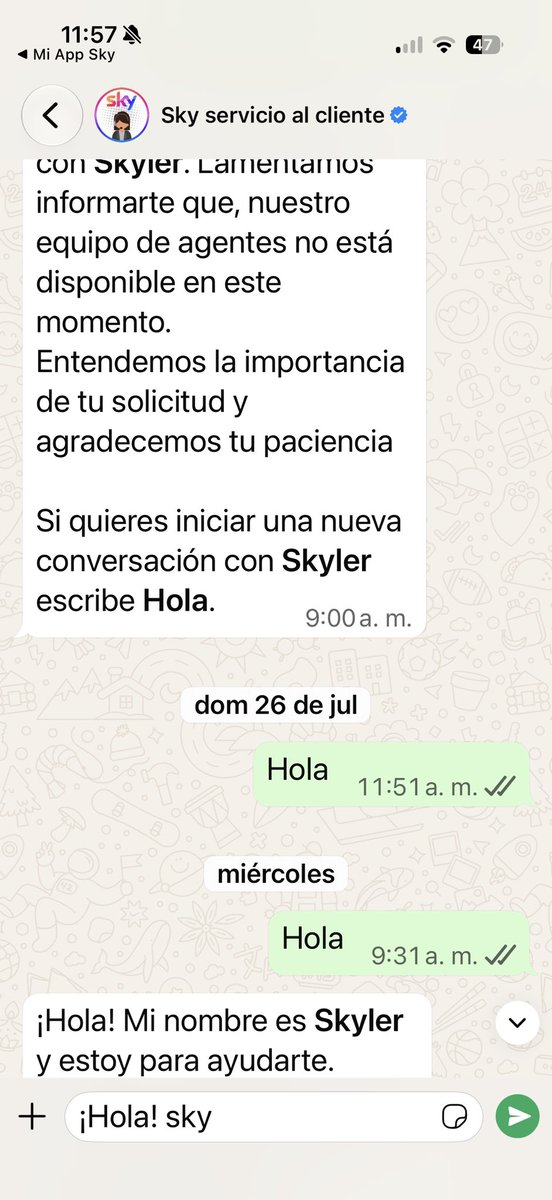 JUANKY_76's tweet photo. @skymexico hola es imposible su servicio en línea yo tengo un equipo SKY que salió hace mucho algún momento me dijeron llama que te lo cambien pero llamar pasas por 20 y nada, whats no sireve o no contestan https://t.co/7KIrZsB9JB