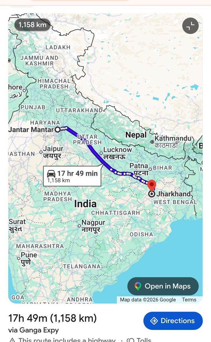 KreatelyMedia's tweet photo. Abhijit Dipke traveled 11816 kms from America to India.

But can't travel 1158 kms from Delhi to Jharkhand. https://t.co/5AZObdEPEI