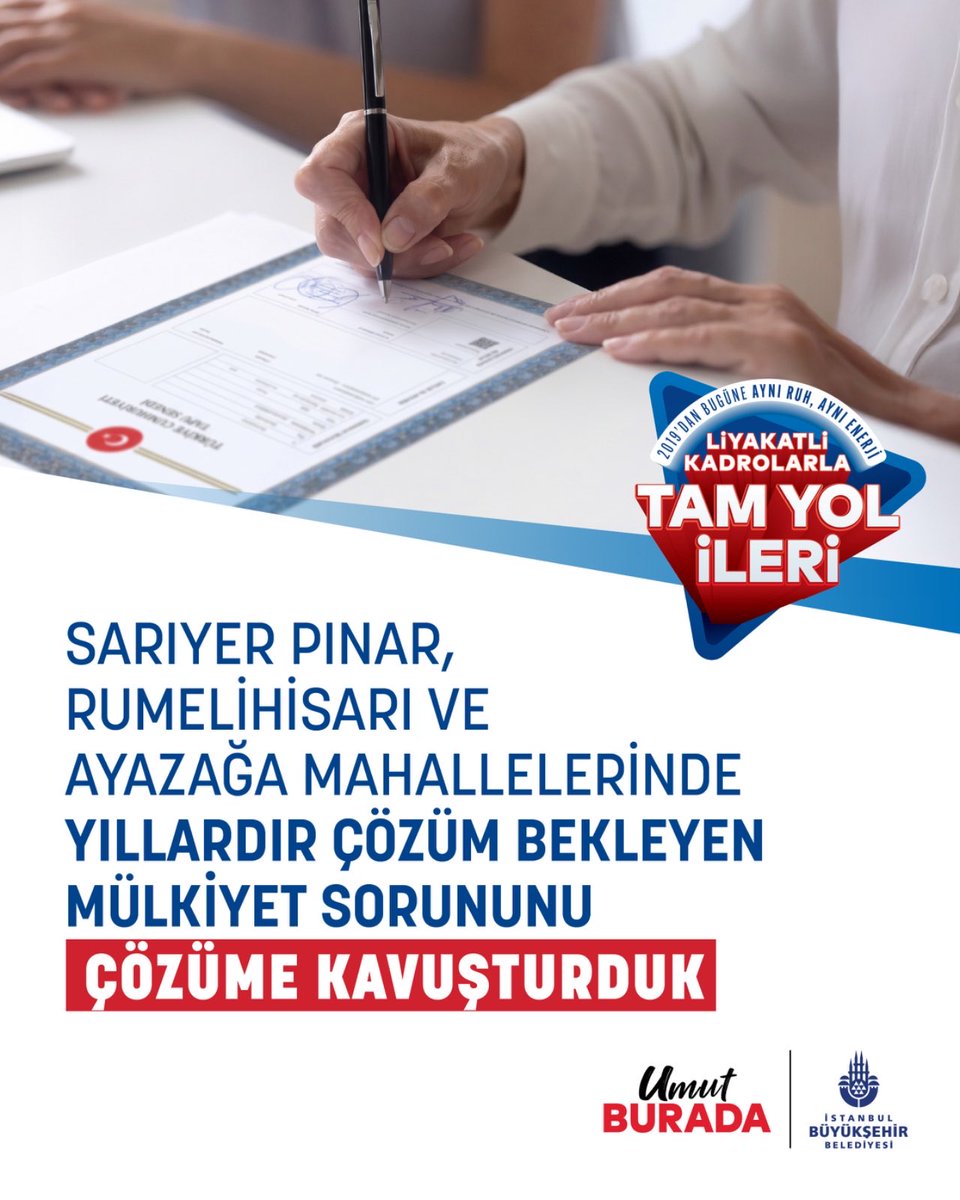 VolkanDemir_PhD's tweet photo. Liyakatli kadrolarımızla İstanbul’un tüm ilçelerine hizmet sunmak için çalışıyoruz.

Sarıyer’de de önemli hizmetlerin altına imzamızı atmanın gurur ve mutluluğunu yaşıyoruz.

İstanbulluların emanetine sahip çıkmaya, bütçesini özenle kullanmaya devam edeceğiz.
 
📌 Gazi Mustafa Kemal Atatürk’ün emaneti Büyükdere Atatürk Fidanlığı’nı yeniden hizmete aldık.

📌 Boğaziçi Üniversitesi/Hisarüstü-Aşiyan Füniküler Hattı’nı hizmete açtık.

📌 Sarıyer’de İSKİ projelerimiz için 6,7 milyar TL yatırım yaptık.

📌 Sarıyer’de Maden, İstinye ve PTT Evleri Yuvamız İstanbul merkezlerini açtık.

📌 Sarıyer Pınar, Rumelihisarı ve Ayazağa mahallelerinde yıllardır çözüm bekleyen mülkiyet sorununu çözüme kavuşturduk.

📌 Atatürk Kent Ormanı’nı açtık.

📌 Duatepe Parkı’nı yenileyip hizmete açtık.

📌 Kısırkaya Plajı’nı İstanbulluların hizmetine sunduk.

📌 Sarıyer-Beykoz, Aşiyan Üsküdar ve Aşiyan-Anadolu Hisarı-Küçüksu deniz hatlarını hizmete açtık.

#umutburada #tamyolileri