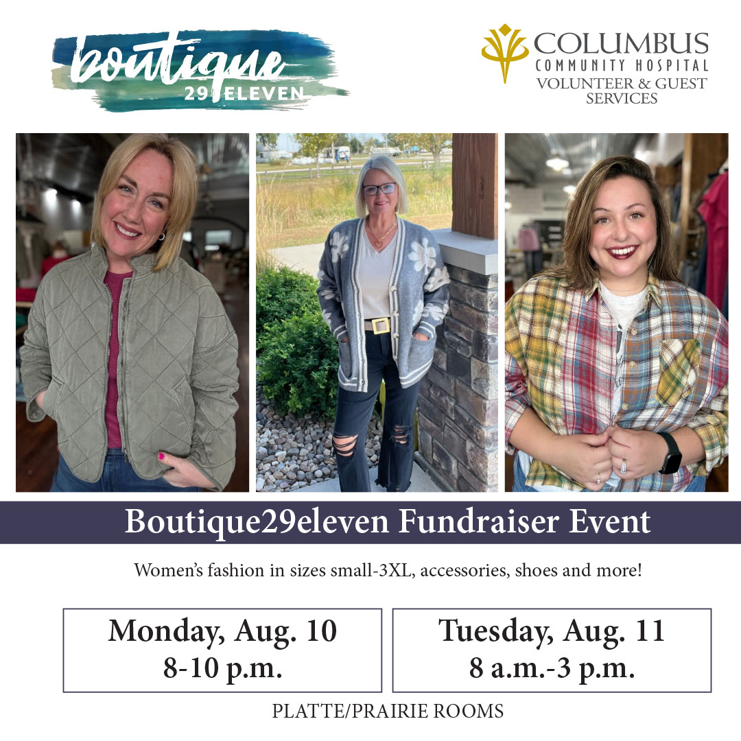 columbushosp's tweet photo. Refresh your wardrobe &amp; support a great cause at Boutique29eleven Fundraiser Aug 10-11 in Platte/Prairie rooms. #CCH #support #columbusne #visitcolumbus #boutique29eleven #fundraiser https://t.co/kiCmyfgEXo