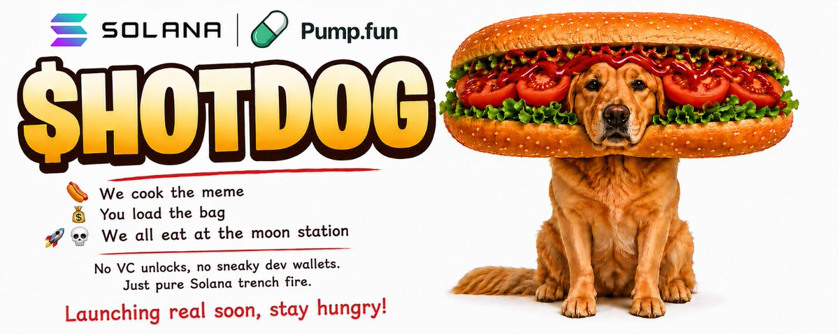 only_hotdog's tweet photo. Why $HOTDOG? 🌭
Because Solana trenches don't need another boring utility coin. We need a raw, unhinged, high-velocity meme that actually cooks.
100% community powered, 0% tax, infinite mustard 🌭⚡️💀

Kitchen opening soon, link in replies! https://t.co/Wo9pxXGnjH