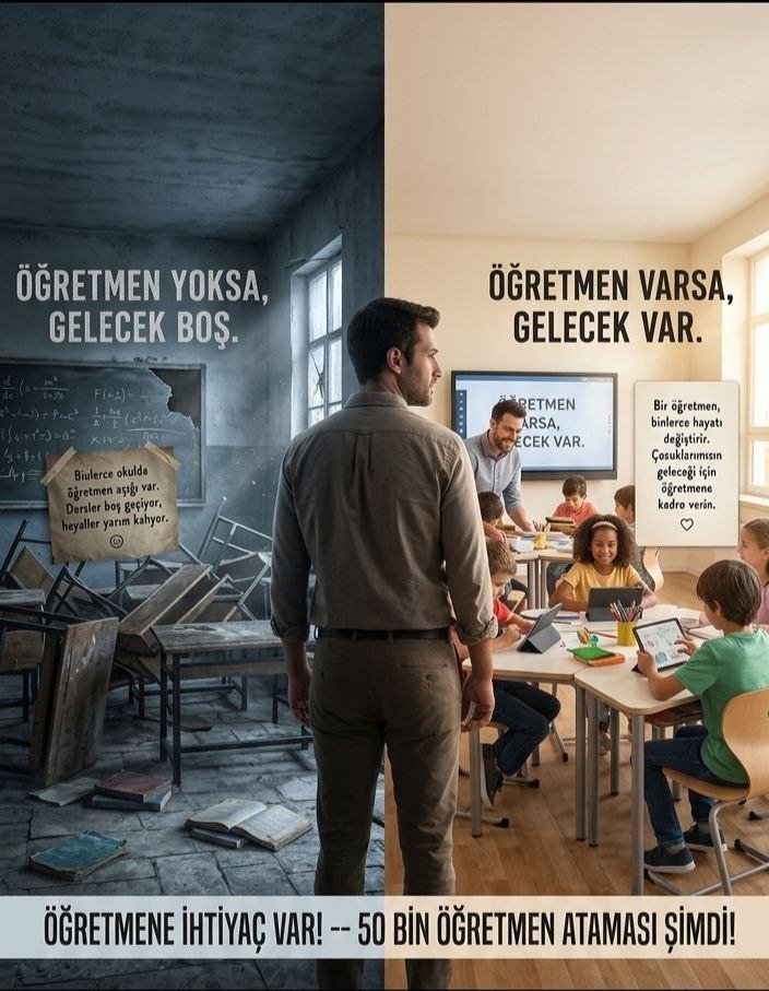 ogutgen_nadir's tweet photo. Aylardır tek bir hayalimiz var: Tahta başına geçip öğrencilerimizin gözlerinin içine bakabilmek. Hayallerimiz, emeğimiz ve çocuklarımızın geleceği yarım kalmasın.

Adaletli bir 50 bin atama ile sınıflarımıza umut olun. 🇹🇷📚

#AGS50binkontenjan https://t.co/68DpE4PPnJ