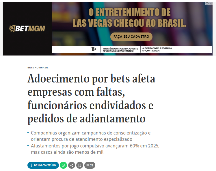 TheSmartBettor's tweet photo. Folha falando de vício em bet ao mesmo tempo que faz propaganda de bet https://t.co/3n3s10REMZ