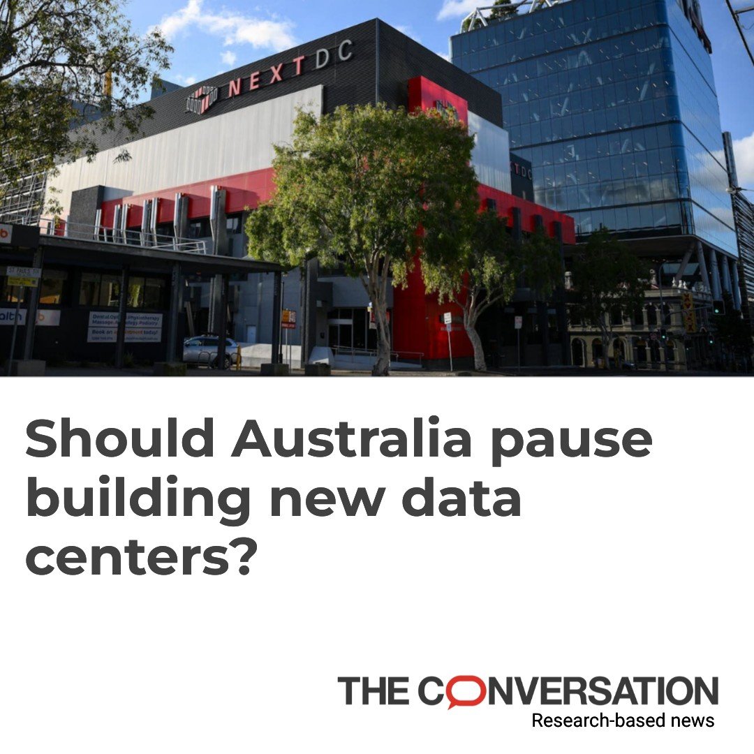 ConversationUS's tweet photo. Data centers are mushrooming up around the world.  Here’s how the debate looks in Australia: (from our sister site).

https://t.co/IVq6VpLUWF https://t.co/b5GCoDof9C