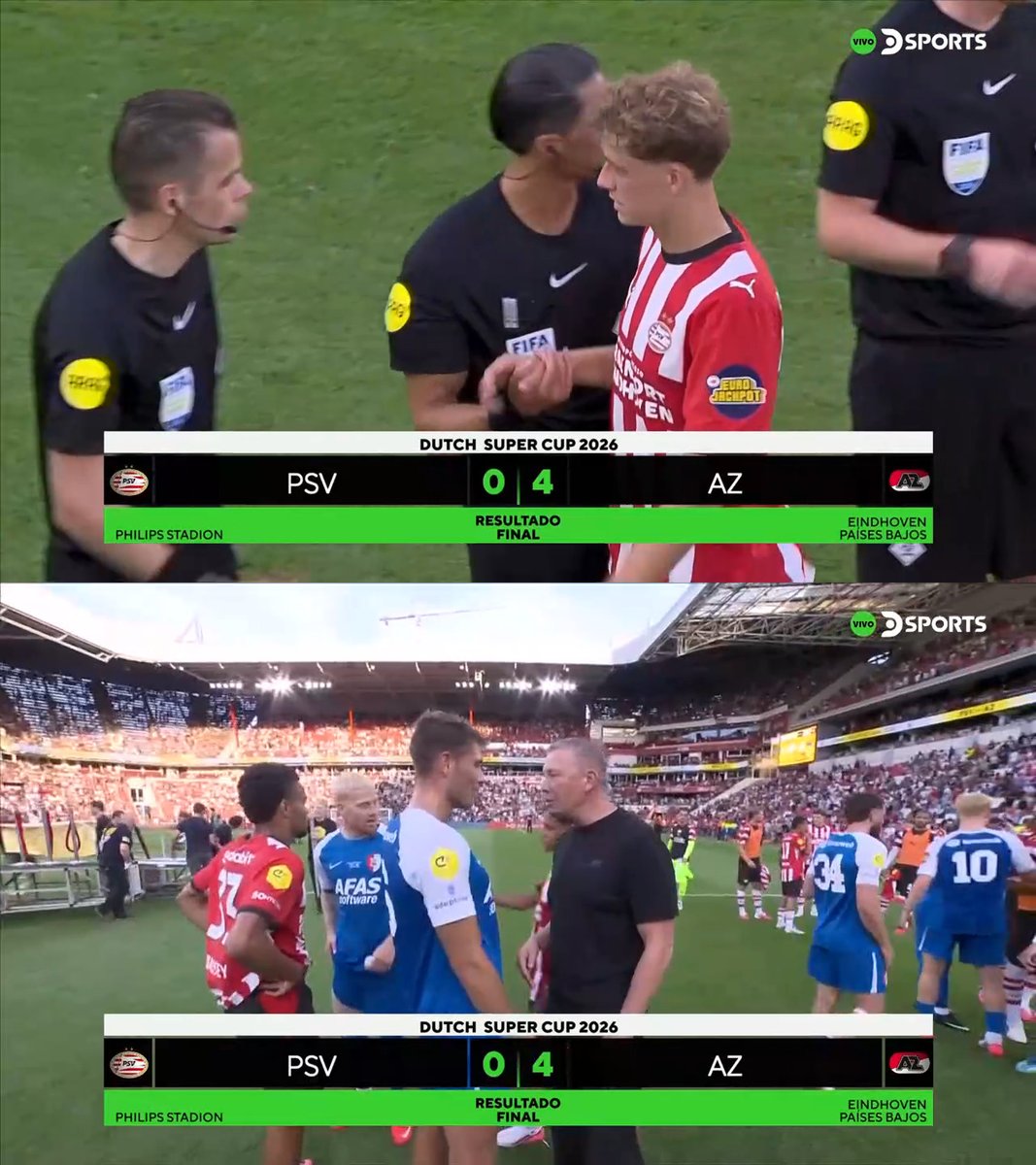 FCOneFootball's tweet photo. π FULLTIME
π΄ PSV 0-4 AZ Alkmaar π΅
βͺοΈ AZ Alkmaar wins the 2026 Johan Cruyff Shield-Dutch Super cup ππ΅
#PSVAZ #JCSCHAAL https://t.co/h02Higeezj