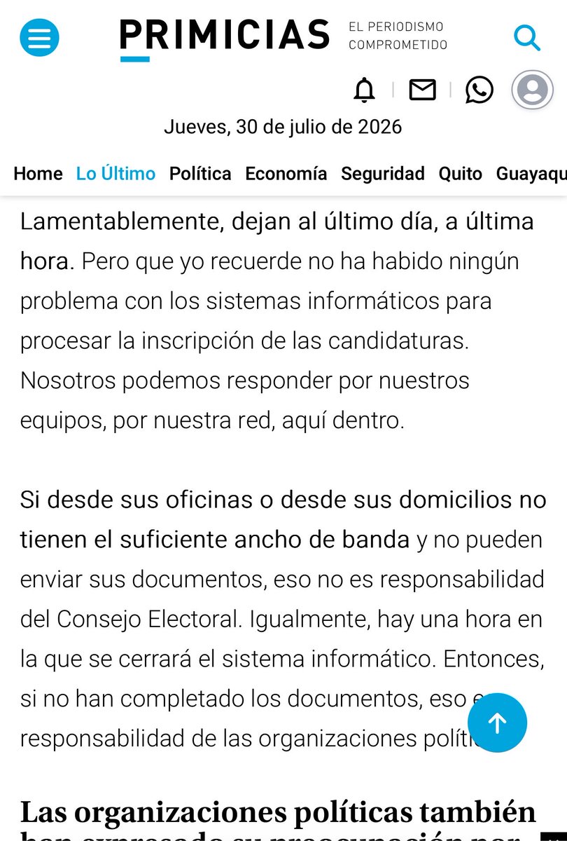 ecuarauz's tweet photo. Al buen entendedor… pocas palabras 

El informático José Cabrera deja entrever que muchos candidatos se quedarán afuera por el ANCHO DE BANDA 🙄 de las organizaciones políticas. 

Ya no es culpa si se cae el sistema y si no pueden subir los documentos. Y no puede entregar en físico.

Nueva pirámide de Kelsen respecto a los derechos de participación electoral:

1. ANCHO DE BANDA
2. CONVENCIÓN AMERICANA 
3. CONSTITUCIÓN 
4. LEY ORGÁNICA 
5. LEY ORDINARIA
6. REGLAMENTO CNE
7. INSTRUCTIVO DEL DIRECTOR
8. SISTEMA INFORMÁTICO SOLO ONLINE
9. CÓDIGO FUENTE (secreto)
10. Puerta trasera y criterio del Inge 

Nuevos criterios de la dictadura: ¿tienes ancho de banda de izquierda o de derecha?