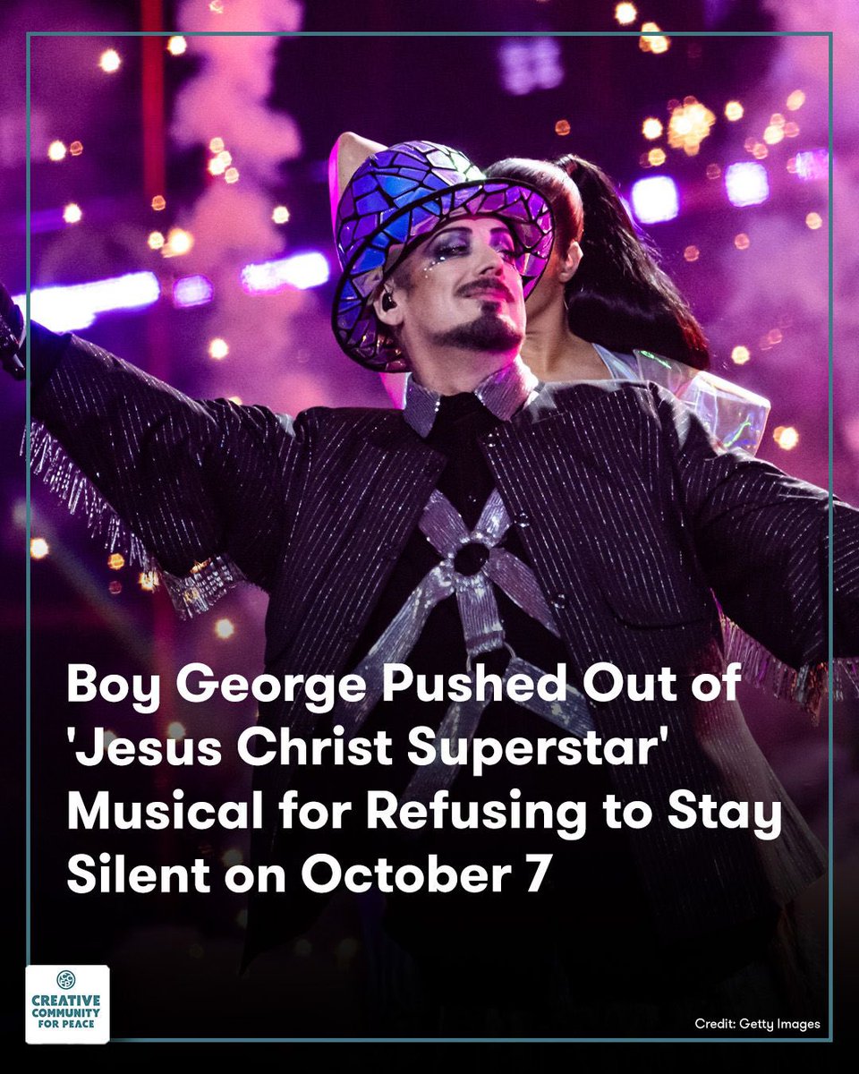 CCFPeace's tweet photo. Music has always had the power to heal, to remember, and to unite. This week, Boy George used his voice to do exactly that, and it cost him a stage role.

Days after releasing "We Will Dance Again" (עוד נרקוד), a tribute to the victims and survivors of the Nova Music Festival massacre, Boy George's manager, Paul Kemsley, announced that George would no longer appear in the West End revival of Jesus Christ Superstar, where he'd been set to play King Herod at the London Palladium beginning August 3.

His Hebrew-titled song has become a rallying cry of resilience, embraced by Nova survivors and former hostages alike. But in the entertainment world, it was met with backlash instead of solidarity, and days later, his manager pulled him from the production.

At a moment when so much of the entertainment industry has chosen silence, Boy George chose to stand with victims of terrorism and honor their memory.

We're grateful for his courage.