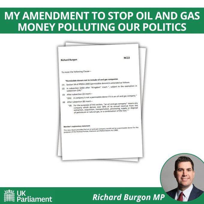 RichardBurgon's tweet photo. The extreme heat, wildfires and drought we’re experiencing are part of a dangerous new norm. 

The oil and gas companies driving us to the brink of climate collapse should not be funding our politics. 

I've tabled an Amendment to ban oil and gas donations to political parties. https://t.co/WoOtascXaC