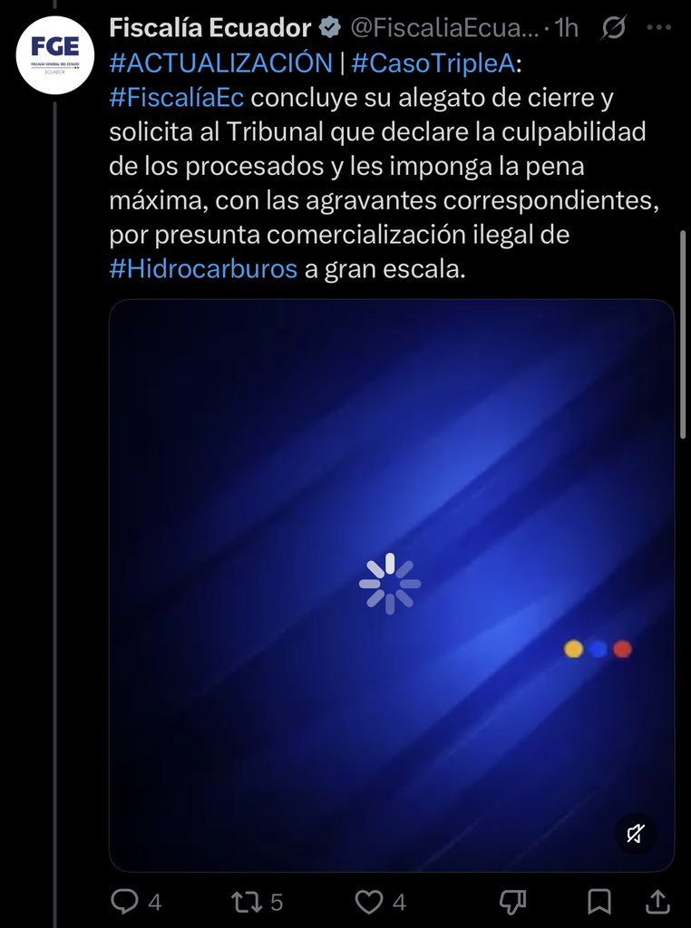 ecuainm_oficial's tweet photo. ‼️#URGENTE
La @FiscaliaEcuador solicitó la pena máxima contra el alcalde de Guayaquil, Aquiles Álvarez, y los demás procesados durante la audiencia de juicio del #CasoTripleA.
Además, pidió la disolución y clausura definitiva de las seis empresas procesadas, así como el pago de multas y una reparación integral por los presuntos daños materiales e inmateriales.