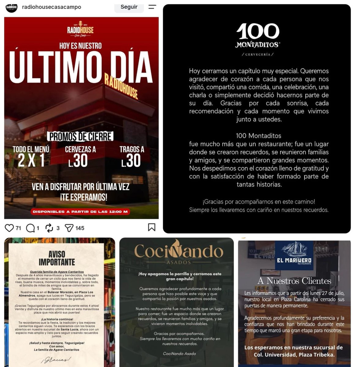 RashidMG3's tweet photo. Varios restaurantes cerrando, esto es preocupante, son trabajos que se pierden.
Mi total solidaridad para con los emprendedores, se lo que es emprender en Honduras y es alarmante. Entiendo que el cierre de cada uno tiene una razón y me gustaría escucharlos. https://t.co/6q7s8eFKBz