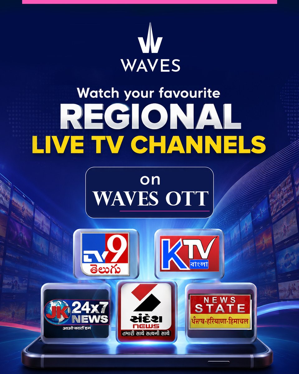 WAVES_OTT's tweet photo. Never miss the headlines that matter. 📰

Watch live regional #TV channels in your language, anytime on #Waves OTT.

 Start streaming today!

#WAVESOTT #Regionalnews #trendingnews https://t.co/lWrgvgShk6