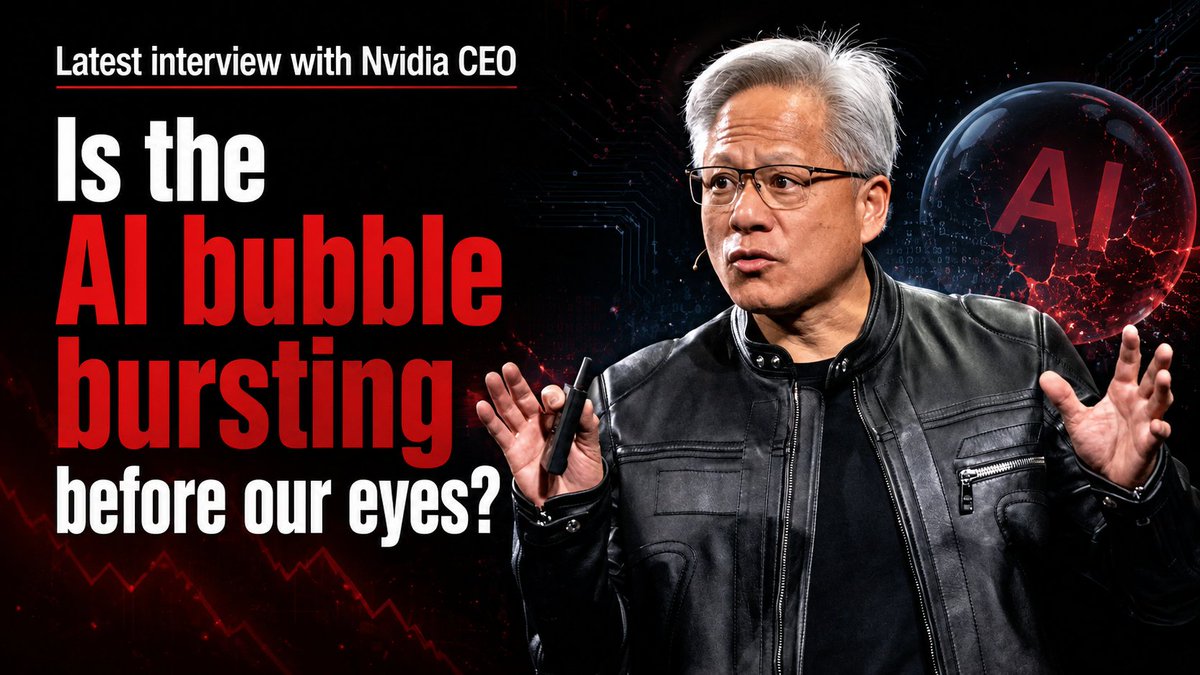 jarzoombek's tweet photo. Właśnie zobaczyłem ostatni wywiad z @JensenHuang (CEO Nvidia) dla Axios. 

Czy bańka AI pęka na naszych oczach?

Poniżej 11 konkretnych wniosków z wywiadu:

1. Bańka przyjdzie, ale nie teraz i nie w ciągu 5 lat.
Huang nie zaprzecza, że przeinwestowanie kiedyś nastąpi. Twierdzi tylko, że jesteśmy na samym początku cyklu.

🗣️"The bubble will come someday. It's just not today." 

Dopytany o horyzont: bardzo mało prawdopodobne w ciągu 5 lat, przedział 5–10 lat zależy od tempa budowy.

2. Ograniczenia fizyczne są tym, co chroni przed bańką.

Nadpodaż nie może powstać, bo CapEx nie ma jak "wylądować": brakuje chipów, pamięci, ziemi, prądu i robotników budowlanych.

🗣️"We basically are constrained in every single direction" 

3. Ten cykl nie jest cykliczny, jest infrastrukturalny.

Klasyczne boom-bust w półprzewodnikach napędzał popyt konsumencki i sezonowość. Tym razem, zdaniem Huanga, chodzi o budowę nowej warstwy infrastruktury świata.

🗣️"This time is different because this is not demand-driven." 

Skala potrzeby: przemysł półprzewodnikowy musi urosnąć 5–10× w ciągu dekady.

4. AI stało się rentowne, bo stało się użyteczne.

Odpowiedź na pytanie "kiedy zwrot z AI?"
Według Huanga już przyszło, a dowodem są agenci kodujący.

🗣️"Useful AI is also profitable AI" 

NVIDIA sama płaci setki milionów dolarów rocznie za usługi AI wspierające kodowanie.

6. Rynek pomylił się przy DeepSeeku i myli się znowu przy Kimi.

Spadek akcji NVIDII po premierze Kimi Huang uznaje za powtórkę tego samego błędu inwestorów.

🗣️"Free AI should be great for hardware" 

Logika: darmowe modele - więcej użycia - więcej data center - więcej sprzedaży 

7. Amerykańskie firmy powinny móc używać chińskich modeli bez wyjątków.

Zapytany wprost, odpowiada natychmiast:

🗣️"Absolutely. Absolutely."

8. Chiny wygrają w badaniach.

🗣️"They manufacture more AI researchers than the rest of the world combined"

Jednak na pytanie, czy Chiny mogą zepchnąć amerykańskie firmy na drugi plan odpowiada: 

���️"No no no. Zero possibility." 

9. Open source nie zabija modeli zamkniętych, karmi je.

Najbardziej prawdopodobny kandydat na upgrade do Anthropic czy OpenAI to ktoś, kto już używa AI. Huang mówi o tym, że tanie modele otwarte to najlepszy "marketing" dla całego runku AI. Im więcej osób używa AI tym więc z nich na późniejszym etapie będzie skłonne płacić większe rachunki za droższe zamknięte modele.|

10. Era agentów oznacza eksplozję zapotrzebowania na moc obliczeniową.

🗣️"Agents are not going to become computers. Agents are going to use computers." 

Skala: dziś ~100 mln ludzi używa komputera jednocześnie; w przyszłości 100 mld do biliona agentów działających bez przerwy. 

Wniosek: będziemy potrzebować znacznie więcej mocy obliczeniowej.

11. Moment ChatGPT dla robotyki już był. Użyteczność przyjdzie za 3–4 lata.

🗣️"The ChatGPT moment of robots has already arrived"

A Wy co uważacie? 
Bańka pęka na naszych oczach czy dalsze wzrosty przed nami? 
Dajcie znać ����