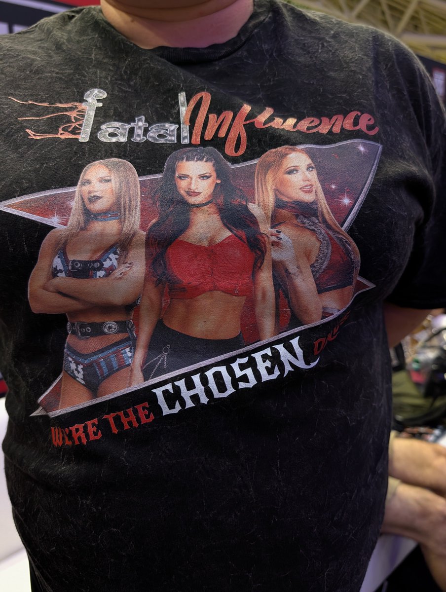 SSovocool96163's tweet photo. Just got a photo at #SummerSlam Takeover with Fatal Influence, @lainey_wwe, @jacyjaynewwe, @FallonHenleyWWE. So thrilled that they went NUTS for the T-shirt update I designed! https://t.co/Ez6koYBGLU