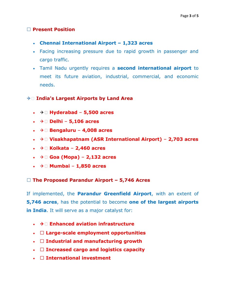 ssbrajuadv's tweet photo. Sub: Request to #Expedite the #Parandur_Greenfield_Airport_Project – Reg
Respected Hon'ble #Chief_Minister,
I most respectfully submit this representation seeking your kind intervention to expedite the #implementation of the Parandur Greenfield Airport Project.
1/6
@CMOTamilnadu https://t.co/TMjtS0HhKh