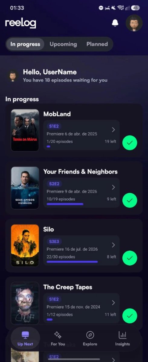 getreelog's tweet photo. Tem órfãos do TV Time por aqui?

Eu também fiquei. 😕

Por isso estou criando o Reelog — um app para acompanhar filmes e séries.

Android chega em breve na Play Store.

Entre na lista de espera e seja um dos primeiros a testar: https://t.co/8jcSCk27Ow

• Importa seu histórico do TV Time
• Sincroniza com Trakt ou Simkl
• Listas personalizadas 
• Feed de amigos
• Siga seus estúdios, atores e diretores favoritos para indicações personalizadas
• Comentários, reações, personagem favorito por episódio/filme
• Contagem regressiva para estreias
• Estatística do que você mais assiste: diretores, atores, estúdios e frequência que você mais assiste