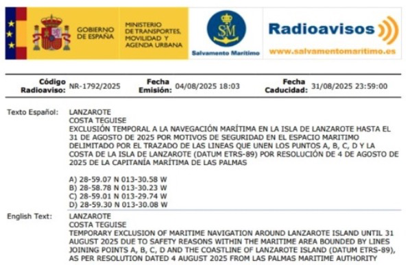 CorruptSanchez's tweet photo. As a comparison, our psychopath thug in power has just ordered an immediate navigation ban 3.3km around his summer villa, where he is currently bunkered issuing Tiktok playlist recommendations, protected by 3 branches of police with snipers and anti riot forces.

I just translated the polygon to Ceuta, an enforcement that has been reclaimed for years, but even despite being told IN ADVANCE by 2 spanish intelligence agencies (the civil and the military) last week, when it was evident that more than 50.000 people were being shuttled from other parts of Morocco) he decided to ignore it.

He is a dangerous psychopath that is ruining Spain and Europe. 

He needs to be put into jail for once.