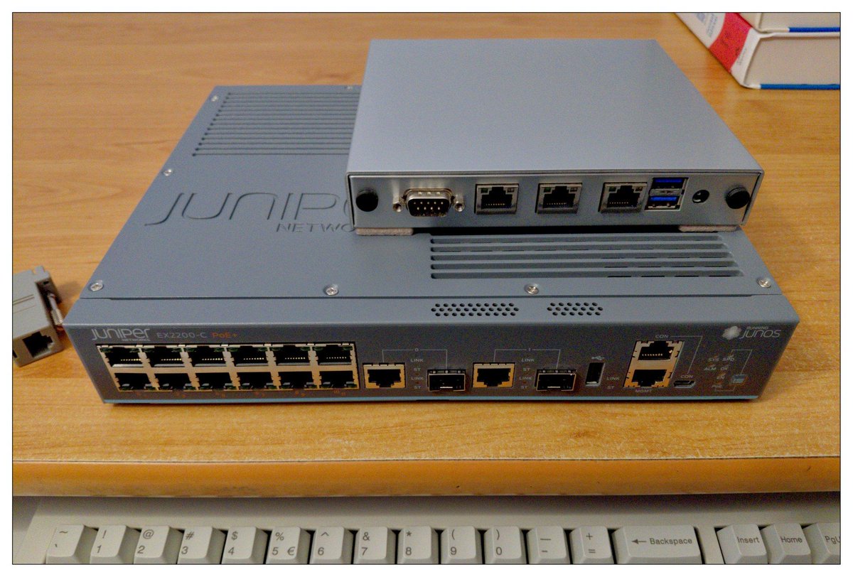 __mfm_'s tweet photo. Juniper has two VLANs: 10, 20.
-
The 10 is represented on #FreeBSD APU2 router as 10.10.10.0/24, while the 20 as 10.10.20.0/24.
Thanks to ipfw, I'm strictly isolating those two VLANs from each other+I'm doing some QoS on VLAN 20 -> mask dst-ip/src-ip 0xffffffff https://t.co/iS8UeOGXsS