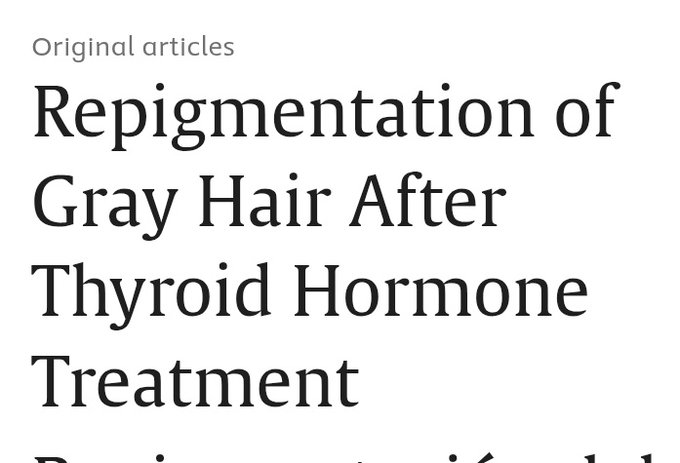 questmoosa's tweet photo. If you are ONLY 23 and experiencing grey hairs, I would advise getting tested for 5-7 things and fixing their deficiency to reduce grey hairs:

- Vitamin B12 (Vitamin B-12 deficiency is one of the most common causes of prematurely graying hair.)

- Vitamin B5 (Lab studies have shown that vitamin B5 can reverse graying hair)

- Copper (Copper is low in people with grey hair, this is due to copper's role in the enzyme tyrosinase, which helps produce melanin for hair color, the more grey the hair - the lower the copper)

- Calcium (Lower calcium levels are also associated with grey hairs.)

- Thyroid Hormone T3 (Grey hairs increase as we age because thyroid hormone (T3) declines with age)

Thyroid hormone can make grey hairs black again. Thyroid hormone is known as the beauty hormone.

- Vitamin D (Vitamin D has been shown to decrease TSH levels which is thought to be the result of an increase in thyroid hormone levels) - Low vitamin D is associated with grey hair - 

Healthy levels of vitamin D should range from 35ng/ml and higher

Don't worry about your grey hairs, focus on:

- Fixing vitamin and mineral deficiencies
- Reducing oxidative stress, stress and inflammation
- Balancing hormones and neurotransmitters - especially fixing the THYROID!

Your grey hairs should reverse if you do things correctly - get started!