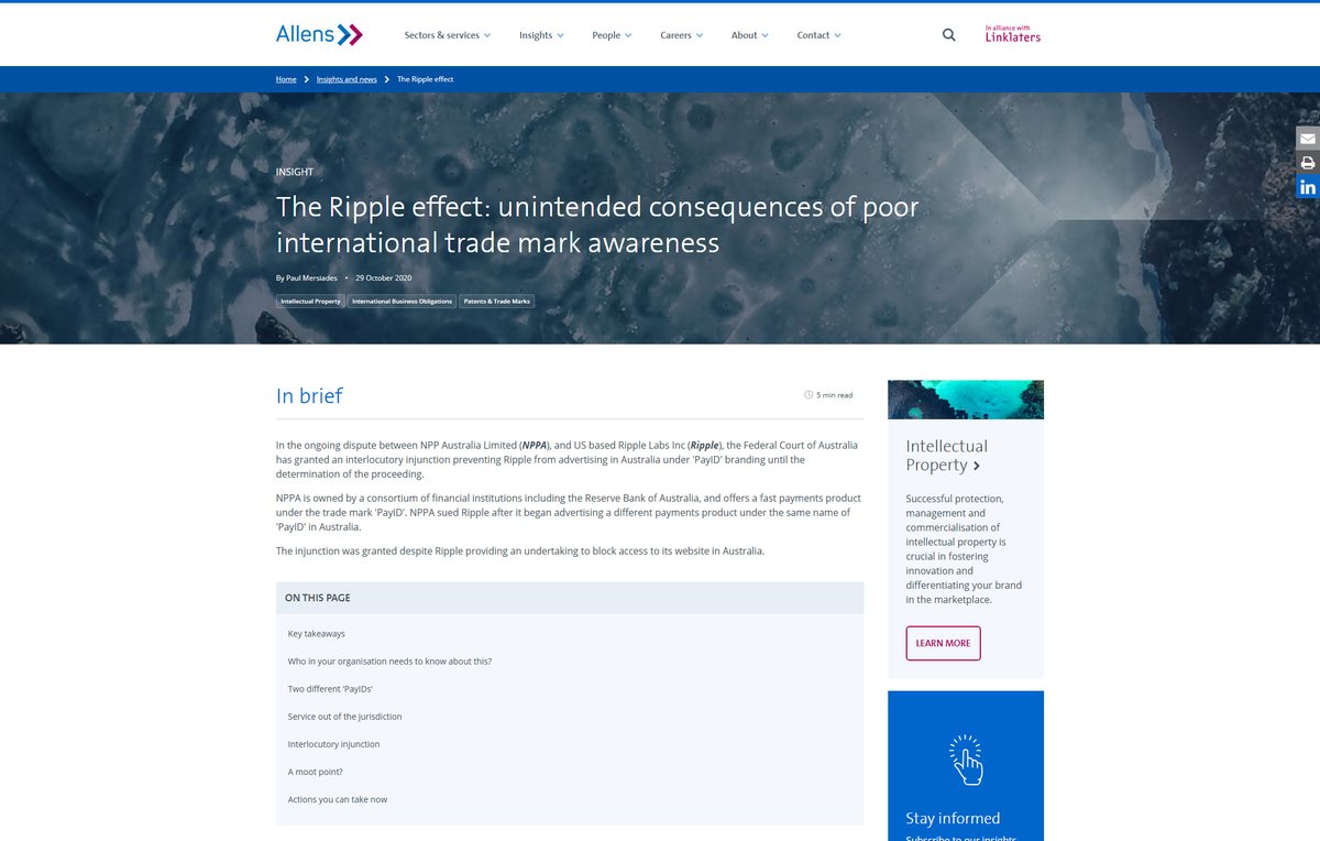 beyond_broke's tweet photo. Ripple's PayID ran into an Australian trademark dispute with NPP Australia back in 2020, a real legal fight over a real payment identifier. Building the cross-border rail means clearing legal terrain too, not just technical terrain. https://t.co/vaJKXu9Sc4