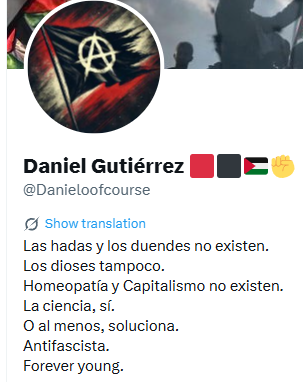 PeteK97668's tweet photo. @Danieloofcourse @gisbert_ruben Ruben Gisbert es probablemente la persona menos nazi de este país y aun te encuentras a retrasados como este anarquista mononeuronal con la crisis de los 40 que se cree punki diciendo estas gilipolleces por internet. Luego que por qué la gente os odia https://t.co/ArgQzlUWzY