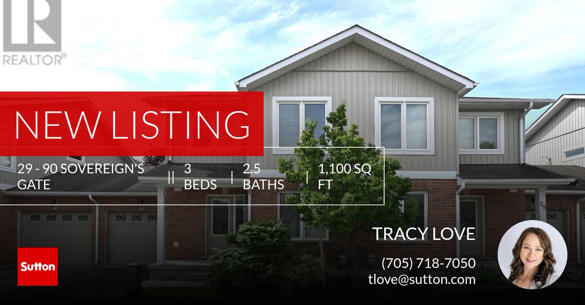 listwithlove's tweet photo. First-Time Seller Specialist ~ Tracy Love

📍 New Listing 📍 Take a look at this fantastic new property that just hit the market located at 29 - 90 Sovereign's Gate in Barrie (innis-shore). Reach out here or at (705) 718-7050 for m... https://t.co/LJjK1nA2lu https://t.co/rTITczLnCn