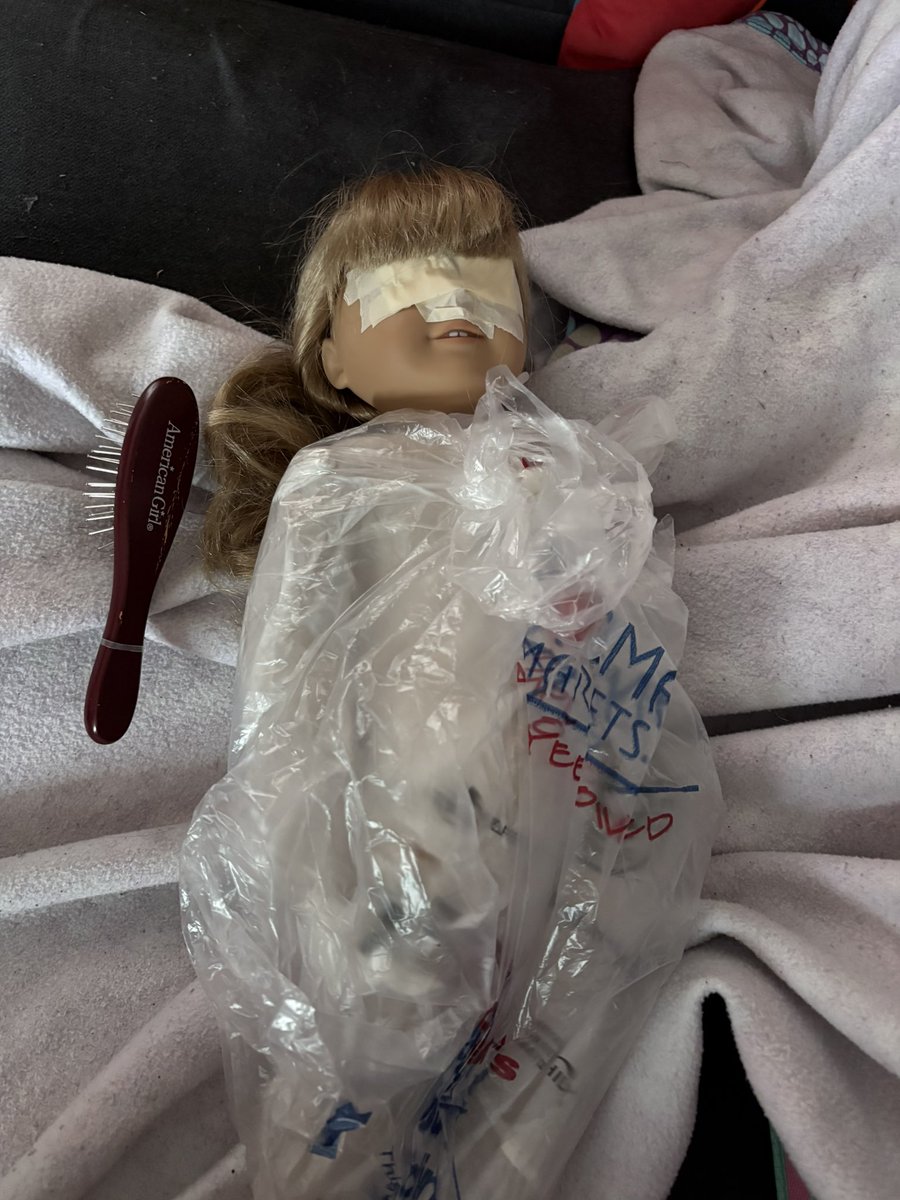 NeilNevins's tweet photo. my wife is working on a restoration for an American Girl doll and snorted when I just took a look at it and said “Laura Palmer” https://t.co/UFOzTRenI3