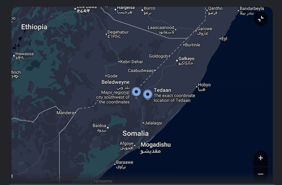 RAbdiAnalyst's tweet photo. Teedan, a town in Hiraan Region, central Somalia, falls to Al-Shabaab per local media.

Al-Shabaab has been busy in recent days trying to pre-empt a planned major counteroffensive operation by government. 

President Hassan Sheikh is said to be planning to deploy to the fronts in the coming days in a fresh bid "to defeat the Khawarij."