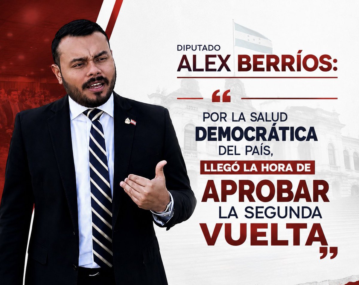 AlexBerriosL's tweet photo. Por la salud democrática del país, llegó la hora de aprobar la segunda vuelta 🇭🇳 https://t.co/6paVCRYuhv
