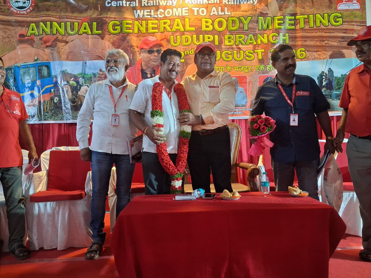 venupnair_nrmu's tweet photo. Today’s (02.08.2026) few captured glimpses from AGM of Uduppi branch held n Community hall at Uduppi from 16 hrs to 19 hrs ….🙏🏻🚩🚩🚩🚩🚩 https://t.co/ikq2Xvvnaq