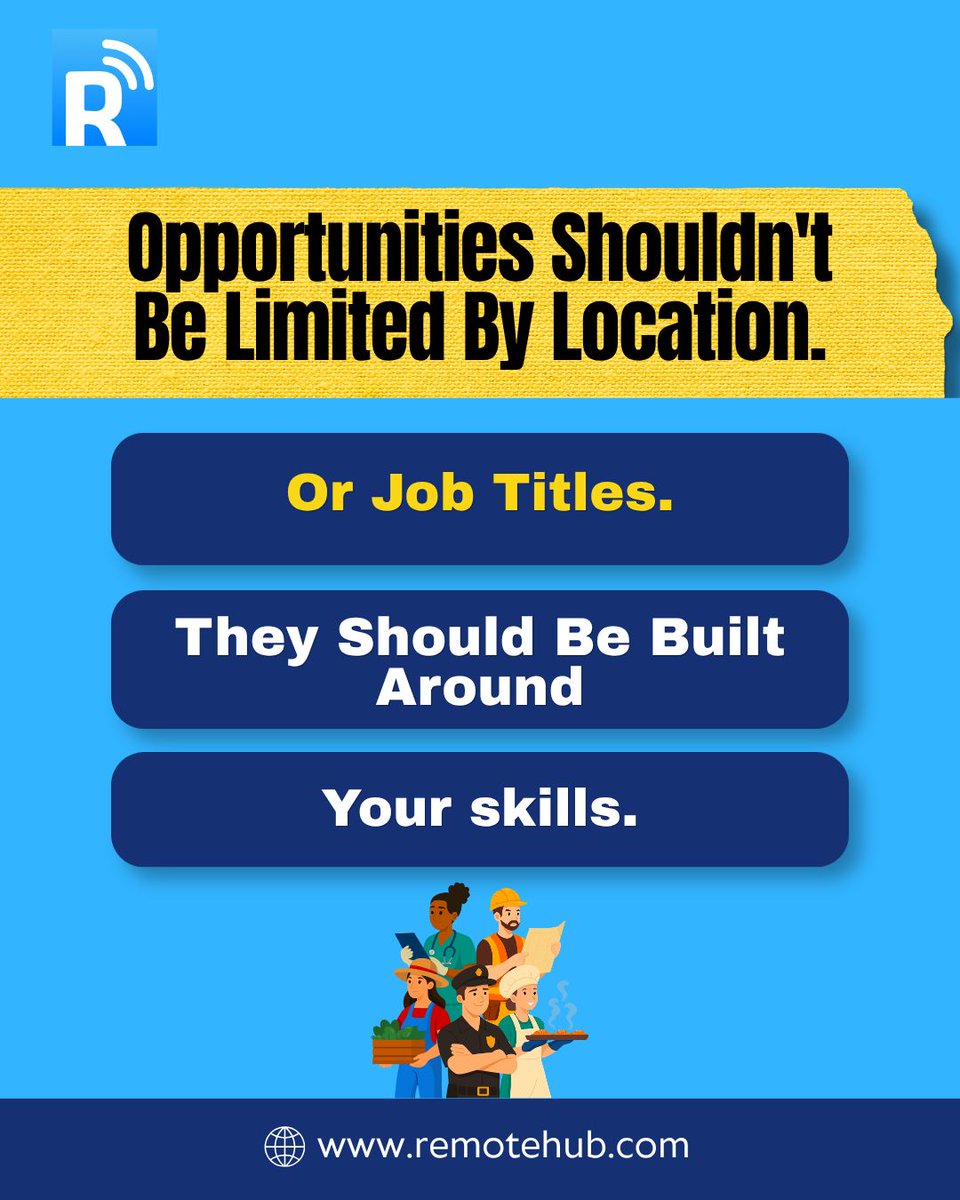 remotehub_com's tweet photo. Your skills shouldn't be limited by where you live or what job title you have.
✨ More opportunities.
🌎 Local and global reach.
🚀 Build your future with RemoteHub.
#RemoteHub #CareerGrowth #ProfessionalNetworking #futureofwork #freelancemarketplace #careeropportunities https://t.co/vzOmavyIaK